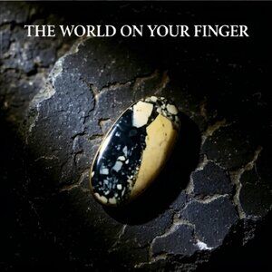 HUGE! Minimalist Maligano Jasper Ring 925 Sz 9.25! Sandy Beige Gray Color Scheme